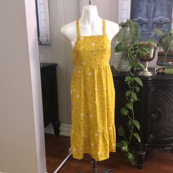 Old navy yellow summer long sleeves dress girls size 10 -12 - Picture 4 of 6